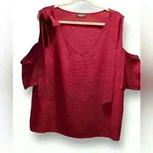 Shein Curvy 3XL Burgundy Top With Cold Shoulder New